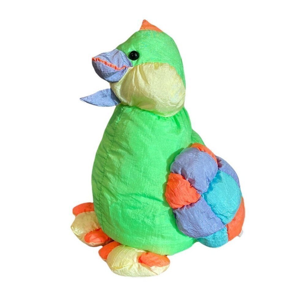 Vintage Plush Toy Parrot Bird Chicken Nylon Neon Puffy Parachute ￼1990s